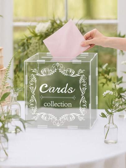 1pc Wedding Card Box, Transparent Acrylic Wedding Box, Wedding Sign-In Box, Wedding Greeting Card Collection Box, Wedding Envelope Box, Wedding Money Box, Wedding Party Raffle Box, Multi-Purpose Essential Wedding Box, Wedding Reception Decor, Suitable For Weddings, Bridal Showers, Babe Showers, Birthday Parties, Anniversaries, Wedding Table Center Decor, Room Decor, Home Decor, Wedding Gifts