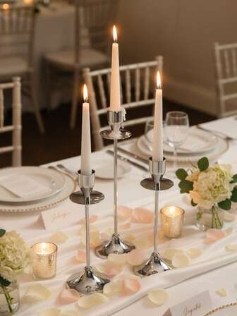 1 pieza/1 set Soporte de vela de hierro con patas altas, clásico, para decoración de velas, candelabros, portavelas, para decoración del hogar, repisa de chimenea, fiesta de Navidad, regalos de inauguración de casa, boda, comedor, soporte de vela para fiestas, decoración de chimenea, soporte de vela decorativo