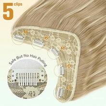 20 Inches Clip In Extensions V Part Hair Extension Synthetic One Piece Extensions For Women Wavy Clip In Hair Extensions Dirty Blonde Highlight Hair Extensions For Daily Use,DirtyBlonde - DirtyBlonde - View 4