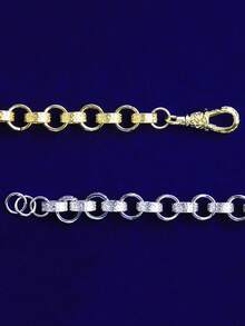 DUBSS 1 件装真铜图案圆环贝尔彻手链，男士镀金嘻哈饰品，阿尔伯特扣 - 手鍊 - 查看 7