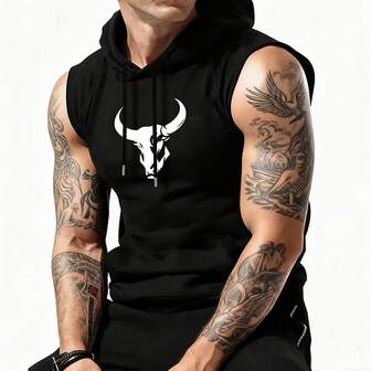 Parte superior sin mangas de moda para hombres, ligera y versátil para correr, hacer ejercicio, actividades al aire libre como baloncesto, estampado gráfico minimalista y elegante que muestra un diseño personalizado