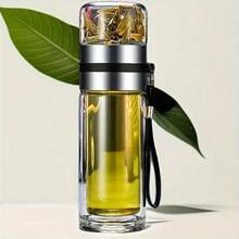 350/400ML Glass Tea Cup Double Layer Tea Cup With Portable Handle, Leak Proof Travel Cup, Water Separator, Teapot, Easy To Clean - Transparent - View 4