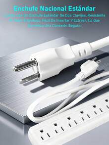 Regleta multicontactos electricos con 6 salidas 0.3m con interruptor color blanco - Tipo de Enchufe B USA (110-127V) - Ver 10