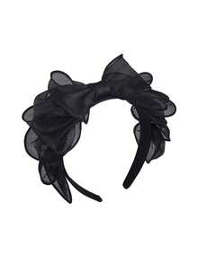 1 قطعة شريط رأس بفيونكة على الطراز الفرنسي القديم، إكسسوار شعر ذو حافة شبكية عريضة متعددة الطبقات - متعدد الألوان - مشاهدة 9