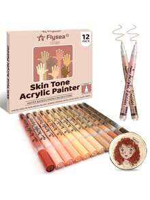 12-Color Box Set Valve-Type Acrylic Ink Marker Pens, Non-Transparent Gouache Color Pens, Student & Children Art Supplies, Painting Brushes DIY Back To School - Multicolor - View 13