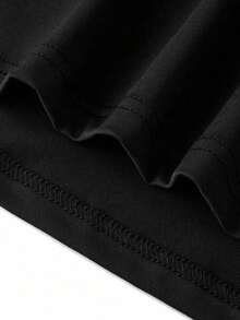 女士圆领短袖T恤，美式可爱女孩风，夏季新款豹纹数码印花，修身时尚露脐上衣 - 黑色 - 查看 6