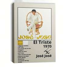 1pc Unframe "Jose Jose El Triste 1970" Vintage Album Cover Canvas Wall Art - Spanish Music Poster With Retro Design, Ideal For Dorm Room, Bathroom, Studio, Office & Kitchen Decor, Music Room DecorOpen - 彩色 - 查看 2