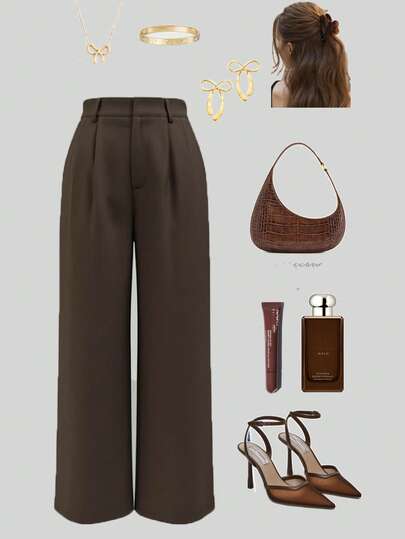 Pantalones holgados de cintura alta estilo vintage para mujer SMILE CHIC, pantalones casuales y de uso diario que estilizan, para el otoño