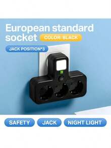 1-To-5 Converter With Switch Multi-Functional Night Light Multi-Hole Power Strip Household Socket EU Plug Outlet 5 Sockets - EU E Type Plug(220-240V) - View 16