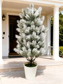 1 Piece Of Artificial Fir Tree Trimmer Outdoor Decoration Artificial Christmas Fir Tree With Ground Spikes Resistant To UV Rays, Suitable For Garden, Courtyard, Flower Pots, Porch, Indoor And Outdoor Decoration (White)