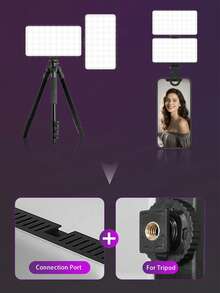 1 PC RGB LED Video Light - Portable, Rechargeable Camera Panel With 0-360° Full Color Range, CRI 95+, Adjustable Temperature 2500-9K000K For Vlogging, Photography & Video Conferencing