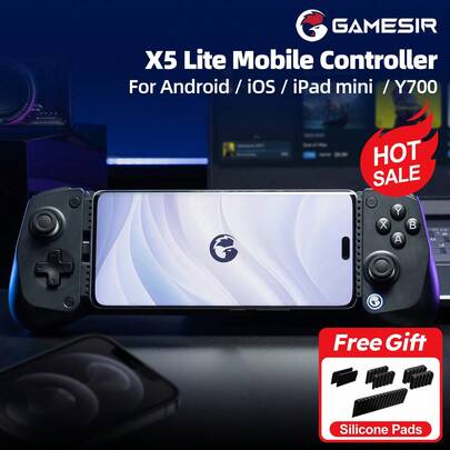  Tay cầm chơi game GameSir X5 Lite dành cho thiết bị di động, tương thích với máy tính bảng iOS và Android dòng 15/16 inch, chiều dài thiết bị 105-213mm, cần điều khiển hiệu ứng Hall, thiết kế công thái học nhẹ, tương thích với Game Pass, Zenless Zone Zero Cloud Gaming, Steam/Moonlight Streaming Games và Remote Play, màu đen.