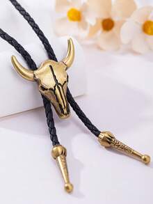 1pc Vintage Bull Head Pendant Necklace, Western Cowboy Style Unisex Jewelry Suitable For Outings, Vacations, Festivals And Gifts - Multicolor - View 10