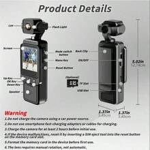 Cámara de acción de bolsillo 1080P, adecuada para deportes al aire libre en el hogar, esquí, ciclismo, senderismo, cámara deportiva portátil, pantalla de 1.54 pulgadas, grabador de video HD WIFI, rotación de 360°, cámara para blogs, cámara para vlogs, visión nocturna infrarroja, aplicable para grabación de video, toma en primera persona, grabación de , etc. (1000 mAh) - DV01 - Ver 3