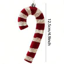 4 adornos navideños brillantes para árbol de Navidad: bastón de caramelo, piña y bola. Decoración colgante para fiestas navideñas en casas de campo. - Burdeos - Ver 7