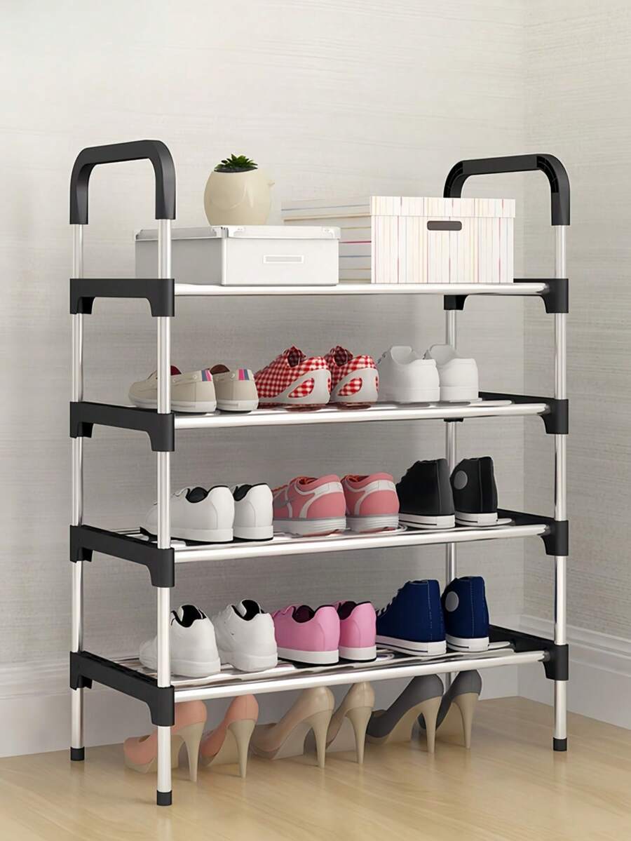 1 pieza Espacio mejorado, Estantería de zapatos de metal simple, Estantería de almacenamiento de zapatos, Minimalista, Resistente, Elegante, Fácil de desmontar y montar, Portátil, Adecuado para sala de estar, dormitorio, entrada, oficina, hogar, Almacenamiento de varios niveles, Regalo navideño - Multicolor - Ver 1