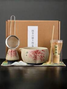 1件/4件/7件套日式抹茶茶具，包含抹茶碗、抹茶筅、抹茶杯、搅拌棒、茶匙、茶碗套装、抹茶冲泡工具、甜点及饮品制作工具、日式礼盒、松川抹茶搅拌套装、抹茶爱好者礼物 - 彩色 - 查看 4