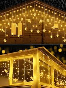 96/160颗LED太阳能冰柱灯串，8种模式，户外照明，雪花帘灯，感恩节派对，婚礼装饰，圣诞节装饰，室内/室外仙女灯，圣诞节，感恩节，圣诞树装饰，感恩节婚礼 - 彩色 - 查看 5