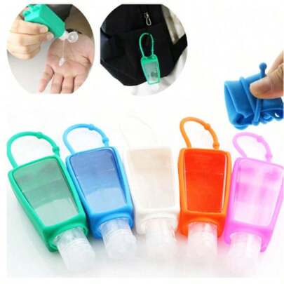 Chaveiro Porta Álcool em Gel Colorido com Frasco Recarregável e Hidratante Portátil