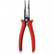 NEIKO 02038A Herramienta de servicio de cables 6 en 1 8-1/2 pulgadas de longitud Pinza crimpadora pelador cortador extractor alicates de electricista - Rojo - Ver 1