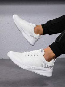 Męskie sznurowane niskie trampki casualowe, modne i uniwersalne na każdą porę roku - Biały - Zobacz 3