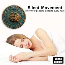 1pc Vintage Turquoise & Golden Retro Telephone Wall Clock - Large Easy-To-Read Analog Clock With Black Hands, Silent Non-Ticking (Batteries Not Included) - Farmhouse Decor For Kitchen, Bedroom, Office - Durable Artificial Wood Construction, 9. 8x9.. 8 Inch - Mid-Century Modern Style With Green Face & Golden Numbers, 2D Flat Print, No Ticking Sound, Easy To Hang, Living Room Wall Clock, Clocks For Living Room, Wall Clock Large Decorative Clocks, Stylish Wall Clock, - Nhiều màu - Xem 4