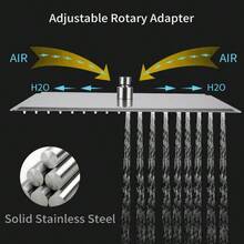 12 Inch Brushed Nickel LED Rainfall Shower Head Square Ultra Thin Top Sprayer - như hình ảnh - Xem 6