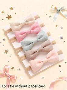 5pcs/Set Cute Star Fabric Bow Baby Headbands, Soft Elastic Princess Hair Accessories Set (Excluding Paper Card) - Multicolor - View 1