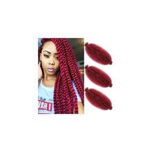 Springy Afro Twist Hair 16 Inch 3 Packs Burgundy Color Pre Fluffed Marley Twist Braiding Hair For  (16 Inch, Burgundy),Burgundy - 酒紅色 - 查看 1