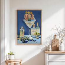 1pc Vintage Dirty Martini Bar Wall Art, Retro Cocktail Canvas Print | Medieval Modern Style Home Decor, Suitable For Home Bar, Kitchen, Dining Room, Bedroom, Living Room Or Office, Cocktail Poster, Gift For Her, Framed Or Unframed Option - Multicolor - View 4