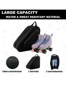 轮滑包，护具收纳包，成人轮滑鞋携带包，防水三角单肩包 - 彩色 - 查看 4