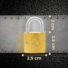 Candado de  de Hierro con Gancho Corto de 25mm Dorado con Cilindro de Latón con Llave Material de Acero Sólido - 1 - Ver 5