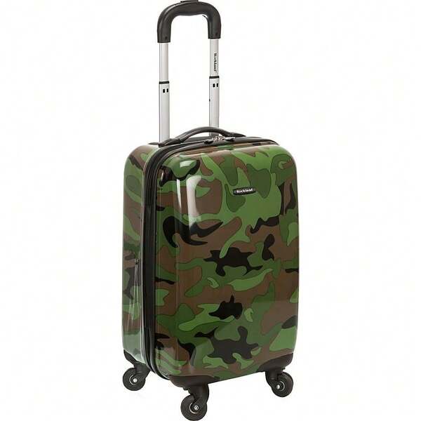 Rockland Safari Hardside - Equipaje con ruedas giratorias, Camouflaje, Carry-On 20-Inch, veliz rígida con ruedas giratorias Safari