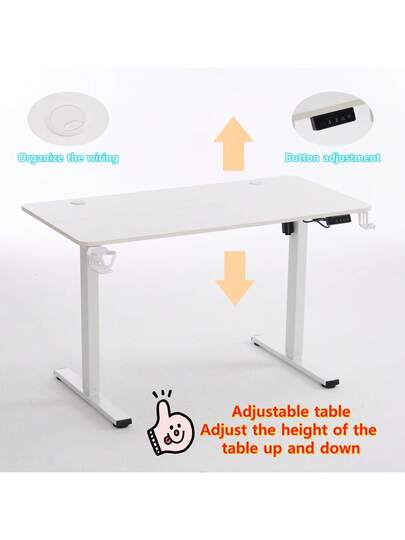 Room Desk,Makeup Dressing Table,Desk Table,Table Adjustable Height, Headphone Hook Cup Holder, Offices Games view 2