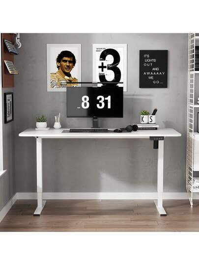 Room Desk,Makeup Dressing Table,Desk Table,Table Adjustable Height, Headphone Hook Cup Holder, Offices Games view 7