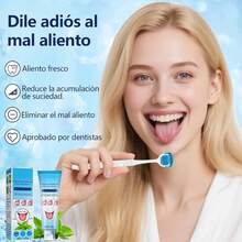 TendenciaLimpiador Bucal Lengua, Tongue Set de Gel Limpiador de Lengua, Raspador de Lengua, Gel Limpiador de Lengua con Cepillo Limpiador, Cepillo Lengua, Pasta para Lengua Fresca - Cuida tu Salud Bucal (Incluye 1 Gel + 1 Cepillo)Calidad premium - 1 - Ver 3