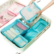 1 Set Of 6pcs Travel Packing Cubes, Large Capacity Organizer Bags - Includes Makeup Bag, Toiletry Bag, Garment Bag, Suitable For Storing Clothes, Shoes, Cosmetics, Electronics, Accessories, Great For Travel, Vacation, Business Trip, Home Organization Graduation Bag For School School Accessories School Stuff - Pink - View 9