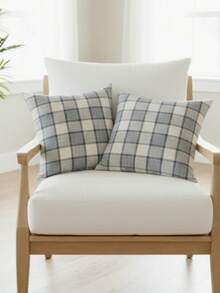 Set Of 2 Decorative Cushion Covers 45x45cm Rustic Linen Style - Moscú - Ver 4