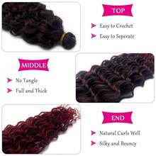 Black Burgundy Boho Hair For Braiding Curly Ocean Wavy Braiding Hair Deep Wave Crochet Hair For  24 Inch 2 Packs Soft Curls For Boho Braids Extensions,1b/900BohoHair - 1b/900BohoHair - 查看 4