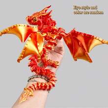 1/3/5件装，22厘米/8.66英寸3D打印翼龙模型，龙形摆件，拥有白色和金色鳞片、灵活的蝙蝠状展开双翼以及生动的眼神。这款奇幻收藏品采用耐用塑料制成，是完美的室内家居或办公室桌面装饰品，也是理想的生日礼物。 - 彩色 - 查看 4