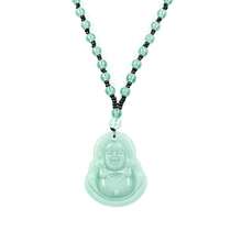 FORUBUS Green Jade Buddha Circle Red String Pendant Necklace - Chinese Traditional Amulet For Luck And Protection,Blightgreenbuddhabeads - 枯萎的綠色佛珠 - 查看 2