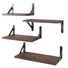YC-HOGAR Juego de estantes flotantes de madera (4 piezas), disponible en varios tamaños y para montaje en pared, adecuado para la decoración de sala de estar, baño, dormitorio y cocina. - Marrón - Ver 1