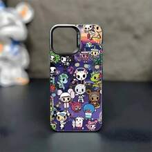 Funda de teléfono de dibujos animados japoneses T-Tokidokis para 17, 16, 15, 14, 13, 12, 11 Plus, Pro Max, cubierta negra mate a prueba de golpes - Z6 - Ver 7