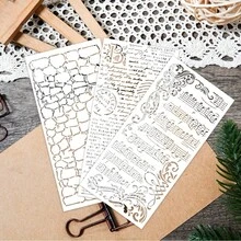 8 件套维多利亚系列塑料模板，适用于 DIY 剪贴簿、卡片制作和工艺品制作 - 通用装饰模板，包含音符、花卉和植物图案，可用于在家具、纸张和剪贴簿用品上作画 | 维多利亚系列模板 | 耐用模板材料 - 8件 - 查看 7