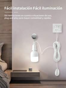 2pc Adaptador de enchufe E27 con interruptor,Soporte de bombilla versátil, Soporte de Lámpara E27 con Interruptor, Cable de 5m y Enchufe,montado en pared, Adaptador LED Colgante con Interruptor Blanco, para lámparas de noche, de mesita y de pared, iluminación comercial. - 2 piezas - Ver 11