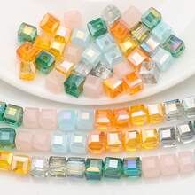 36pcs/Pack 6mm Square Glass Beads With Hole, DIY Jewelry Making, Suitable For Phone Chains, Keychains, Car Accessories, Wind Chimes, Bags, Shoes, Clothing Decorations - 6m Square Bead Color System - View 9