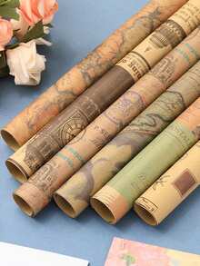 6pcs Vintage Kraft Wrapping Paper Set- Perfect For Holiday Gifts & Party Decorations - Multicolor - View 10