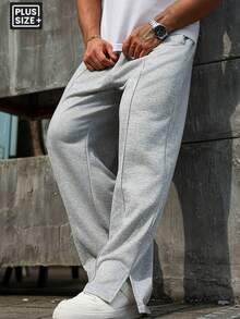 6XL Plus Size Men's Autumn/Winter Sweatpants, Cargo Style With Large Pockets, Straight Leg, Slightly Stretchy, Suitable For Sports, Casual, Outdoor, Shopping, Dating And Daily Wear. Fits Up To 350 Lbs. Spring - Grey - View 4