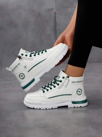 Women's Zipper Snow Boots, Latest 2025 Autumn/Winter High-Top Sneakers, Plush Thickened Warm Fur Boots, Side Zipper Fashion Mid-Calf Boots, Flat Round Toe Non-Slip Waterproof Leather Outdoor High-Top Sneakers, Suitable For Cold Storage, Freezing Environments, Unisex Thick Winter High/Short Boots For Holidays, Outings, Parties, Shoes