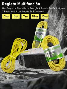EXTENSION 3 ENCHUFE 3M/5M/7M/15M DE USO RUDO PARA EXTERIOR HOGAR - 3M - Ver 2